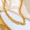 Wholesale PVD Coated Real Gold Plated 18K Gold Solid Color 304 Stainless Steel Vacation Classic Style Waterproof Non Tarnish Chain Necklace Necklace