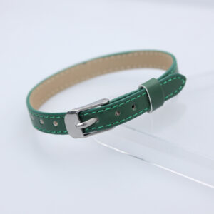 8mm Imitation Leather Wristband-Dark Green (Square Steel Buckle) / 8mm Imitation Leather Wristband