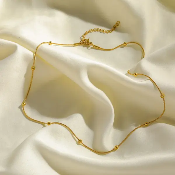 Wholesale 316 Stainless Steel Gold Plated Vacuum Electroplating (In-Furnace) Gold-Plated Unisex Bead Chain Mix And Match Necklace