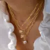 Wholesale 304 Stainless Steel Plated With 18K Real Gold Vacuum Electroplating (In Furnace) Gold Women's Suitable Geometric Zircon Necklace