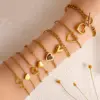 Wholesale Vacation Classic Style Heart Shape 304 Stainless Steel Cable Chain Bracelets In Bulk
