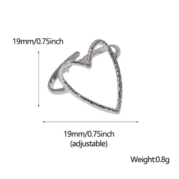 Wholesale Jewelry Sweet Heart Shape 304 Stainless Steel 18K Gold Plated Plating Hollow Out Stainless Steel Rings