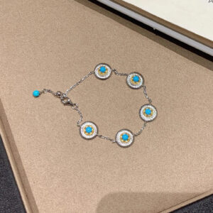 oly-1616901e119505203415d64b347c4236 Wholesale "Floating Dream" Vintage Brushed Faux Turquoise Daisy Bracelet - Retro, Light Luxury, Niche, Flattering, and Elegant Jewelry