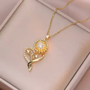 X1166 Sunflower Rotating Necklace