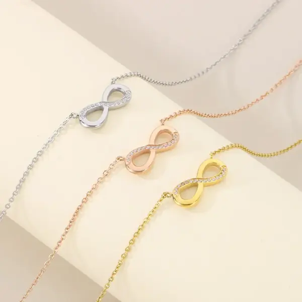 Wholesale PVD Coated 18K Gold Plated Infinity 304 Stainless Steel Basic Simple Style Classic Style Waterproof Non Tarnish 304 Stainless Steel Pendant Necklace