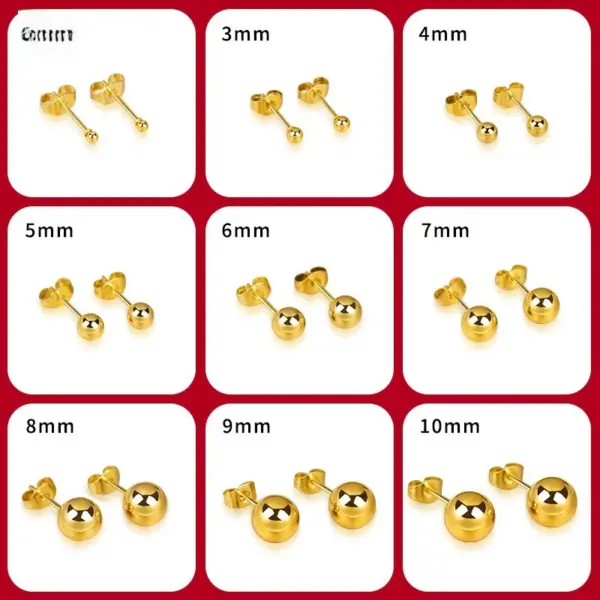 Distinctive Round Bead Earrings Beanstalk Earrings 2-8mm Electroplated Stainless Steel Earrings Women And Men Titanium Steel Earrings