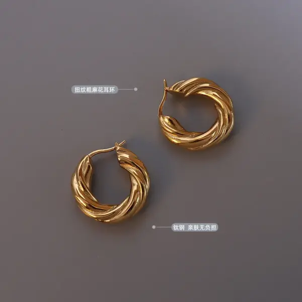 Wholesale PVD Coated Real Gold Plated 18K Gold Geometric 304 Stainless Steel Fashion Waterproof Non Tarnish Earrings