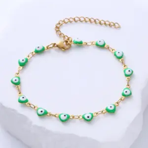 Classic Style Devil'S Eye Heart Shape 304 Stainless Steel 18K Gold Plated No Inlaid Stainless Steel Bracelets In Bulk