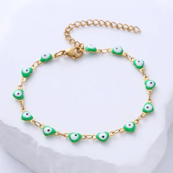 Classic Style Devil'S Eye Heart Shape 304 Stainless Steel 18K Gold Plated No Inlaid Stainless Steel Bracelets In Bulk