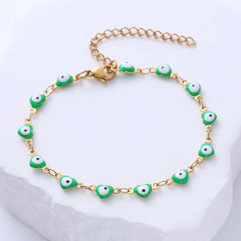 Wholesale Classic Style Devil'S Eye Heart Shape 304 Stainless Steel 18K Gold Plated No Inlaid Stainless Steel Bracelets In Bulk