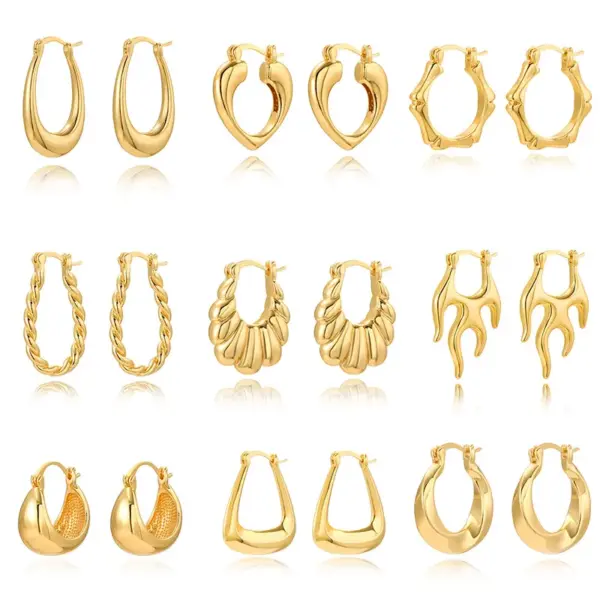 Wholesale 1 Pair Retro Lady U Shape Heart Shape Twist Plating Copper 18k Gold Plated Earrings