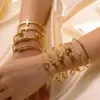 PVD Coated Real Gold Plated 18K Gold Geometric 304 Stainless Steel Casual Streetwear Waterproof Non Tarnish Bangle
