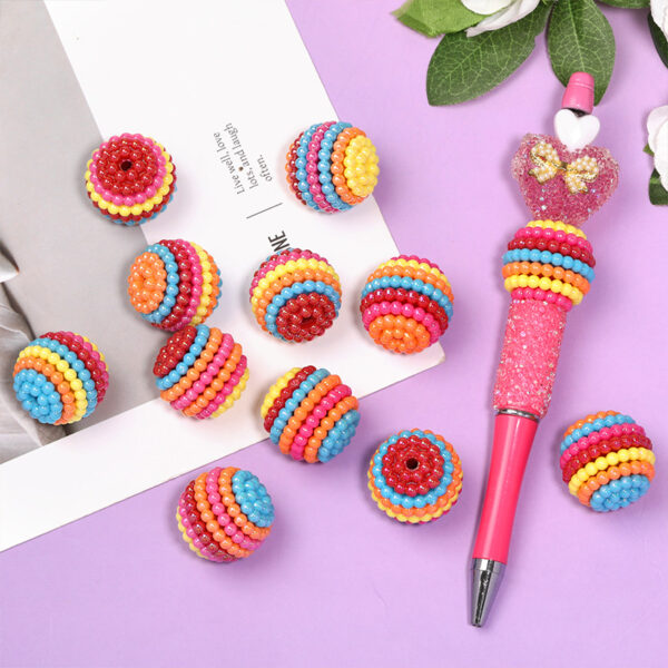 oly-162890bda0d7330f4cd65c5975bcc8f1 Wholesale New colorful striped acrylic bayberry ball beaded DIY handmade rainbow scattered bead jewelry accessories material