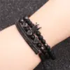 Wholesale New Hot-selling 6mm Frosted Stone Crown Three-cut Round Leather Strap Beaded Copper Bracelet For Women