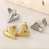 Cross-border Titanium Steel Love Earrings Vacuum Plating Gold Simple Fashion Niche Design Women's Water Drop Heart-shaped Earrings