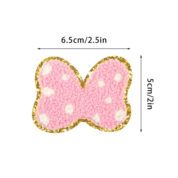Wholesale Chenille Bow Cloth Patch Plush Embroider Patch Seam-Free Washable Cute Patch Embroider Decorative Cloth Patch