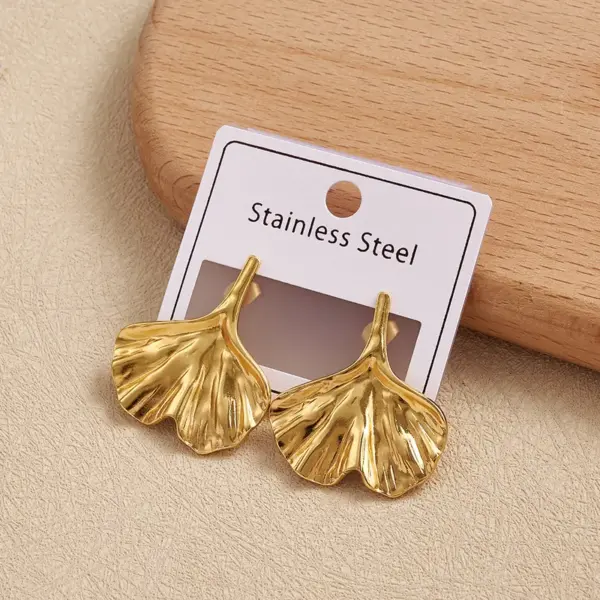 Wholesale Elegant Hollow Out Ins Style 304 Stainless Steel Electroplated Leaf And Flower Stud Earrings Fashionable And Durable For Daily Wear