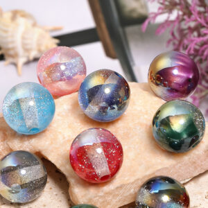 Wholesale 20mm Double Color Baby's Sky Star Cat Eyes UV Color Plated Resin Beads DIY Mobile Phone Chain Keychain Beads Scattered Beads