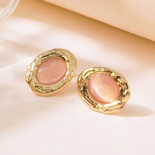 304 Stainless Steel Plastic Geometric Electroplating Imitation Gold Fairy Style Vintage Style Tropical Ear Studs