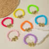 Wholesale European and American Cross-Border Dopamine Colorful Bowknot Acrylic Bracelet for Women, Fashionable Elastic Beaded Bracelet Jewelry