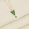 Wholesale IG Style Wedding Romantic Butterfly Stainless Steel Copper Plating Inlay 18K Gold Plated Glass Pendant Necklace