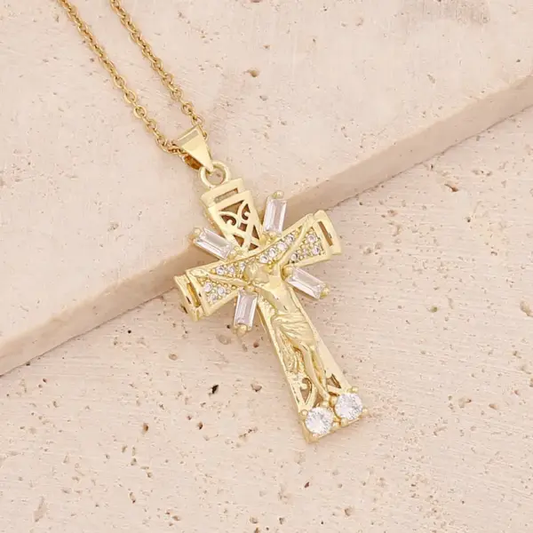 Wholesale Fashion Cross Copper Inlaid Gold 18K Gold Plated
