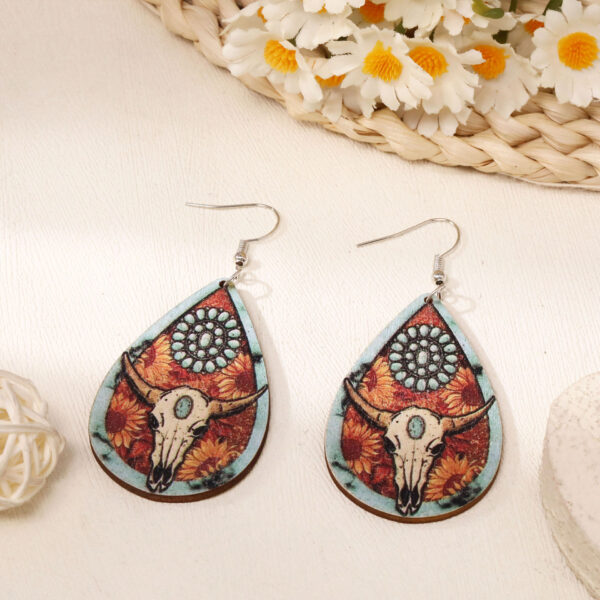 Wholesale European and American New Eco-friendly Acrylic Wooden Earrings Distinctive Western Denim Theme Cowboy Hat Earrings