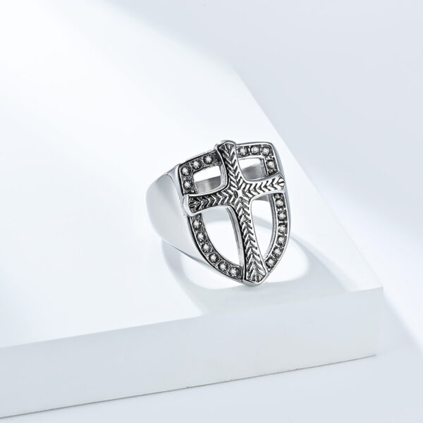 oly-1644b3ee54ae7af57ab0ece04c528443 Wholesale Cross-border Amazon Hot Shield Cross Ring Men's Personality Retro Diamond-encrusted Fashion Finger Ring