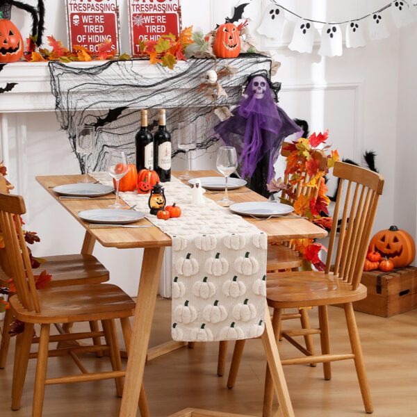Wholesale Halloween Pumpkin Embroidered 3D Table Runner, Xu'ai Tablecloth, Party Decoration Tablecloth