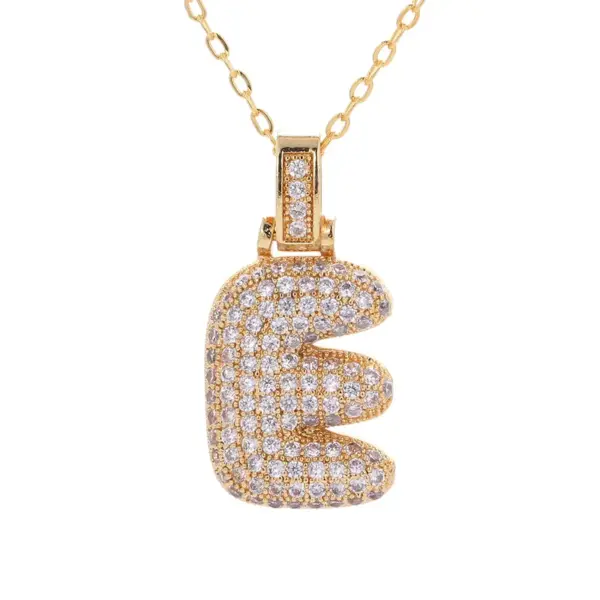 Wholesale Fashion Copper Plated Real Gold Micro-inlaid Zircon Letter Pendant Necklace