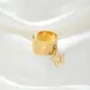 Wholesale 304 Stainless Steel Star PVD Coated 14K Gold Plated 18K Gold Plated Simple Style Waterproof Non Tarnish Gold Charm Rings