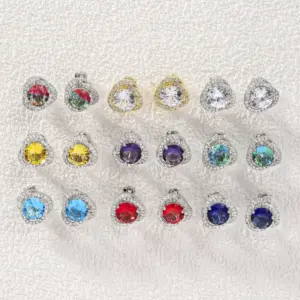 Wholesale 1 Pair Basic Simple Style Heart Shape Plating Inlay Copper Zircon 18k Gold Plated Ear Studs