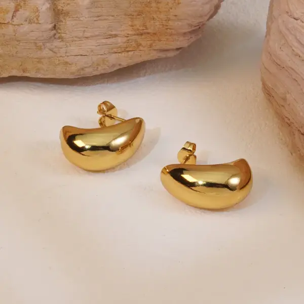 Wholesale Ion Plating (IP) 18K Gold Plated Geometric 304 Stainless Steel Simple Style Waterproof Non Tarnish Ear Studs