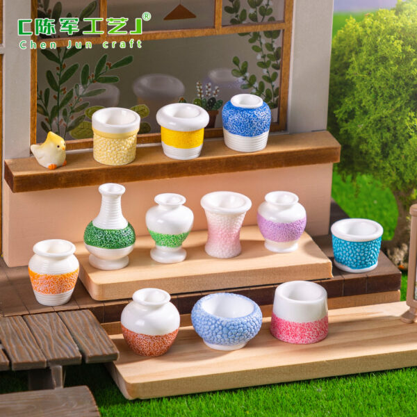 Wholesale Micro-Landscape Creative Colorful Textured Vase Potted Doll House DIY Decoration Accessories Mini Desktop Ornaments
