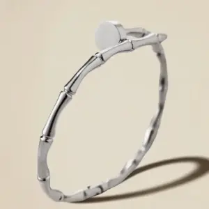39B-D-2 Steel Color Bamboo Nail Bracelet