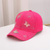 Wholesale New Hat, Comfortable and Breathable Linen Baseball Cap, Butterfly Diamond-Encrusted Outdoor Sunshade and Sun Protection Sun Hat, Peaked Cap for Women