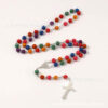 oly-166fb7aac30b1bb312299a6e3e1f17c8 Wholesale 8mm mixed color rose bead cross rosary necklace
