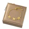Wholesale Lady Butterfly Titanium Steel Plating Inlay Freshwater Pearl Bracelets
