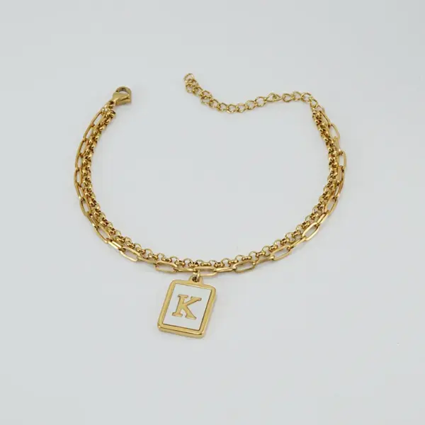 Wholesale Fashion Letter 304 Stainless Steel 18K Gold Plated Shell Stainless Steel Bracelets In Bulk