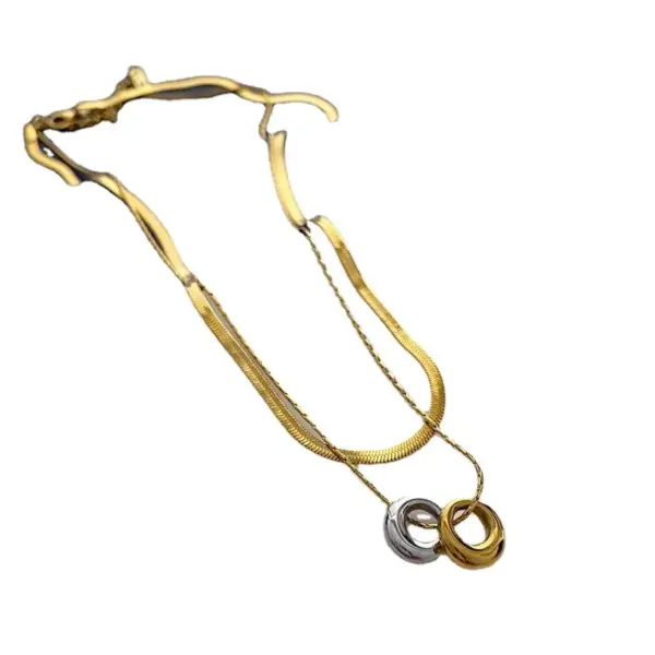 Vacuum Plating Real Gold Plated 18K Silver Round 304 Stainless Steel Simple Style Waterproof Non Tarnish Titanium Pendant Necklace