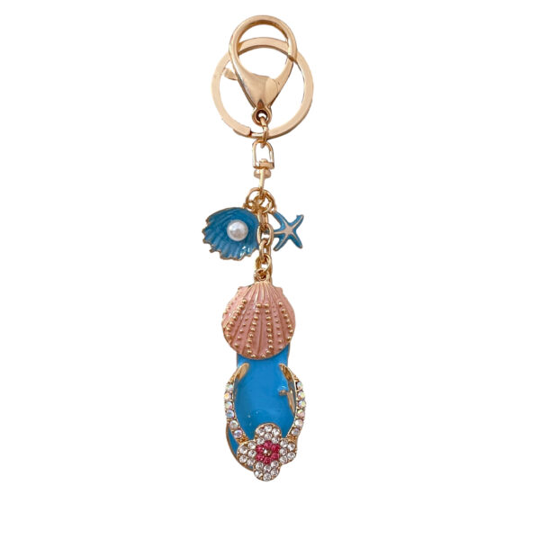 Wholesale Cute diamond-encrusted slippers car keychain metal bag pendant key chain gift