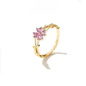 W0071 Gold Pink Stone / Adjustable Opening