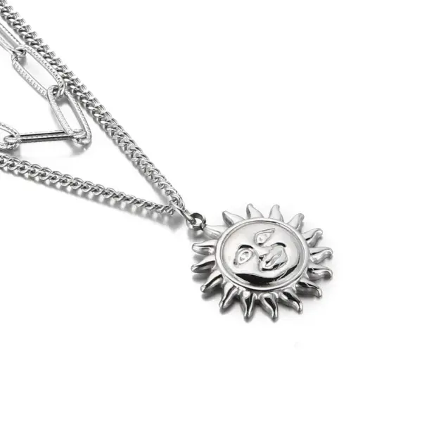 Wholesale PVD Coated 18K Gold Plated Sun Titanium Steel Fashion Waterproof Non Tarnish 304 Stainless Steel Necklace