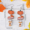 Wholesale Cross-border New Autumn Harvest Thanksgiving Pumpkin Pie Coffee Cup Triple Pendant Earrings Wooden Double-sided Earrings