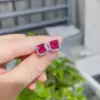 1 Pair Fashion Square Inlay Copper Zircon White Gold Plated Ear Studs