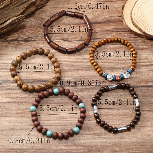 Wholesale Vintage Multi-Piece Wooden Bead Bracelet Set