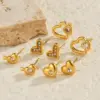 Wholesale 1 Pair IG Style Heart Shape Plating 304 Stainless Steel Zircon Ear Studs