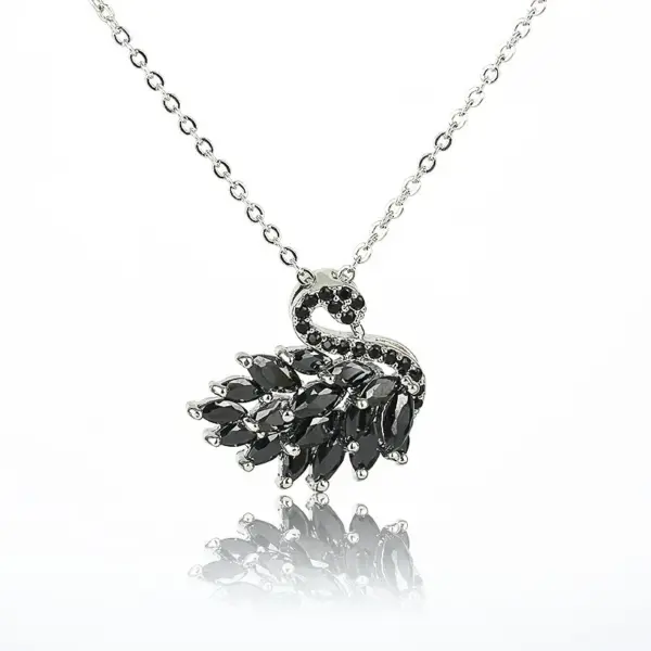 Wholesale Sweet Simple Style Swan Copper White Gold Plated Zircon Pendant Necklace In Bulk