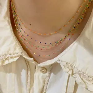 Wholesale PVD Coated Real Gold Plated 16K White Plating Color Block 304 Stainless Steel Casual Modern Style Waterproof Non Tarnish Necklace