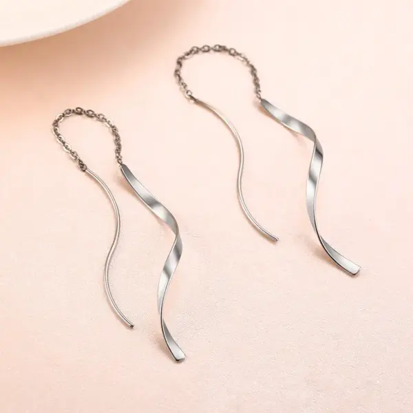 Wholesale PVD Coated Real Gold Plated Lines The Answer 201 Stainless Steel Casual Vacation Simple Style Waterproof Non Tarnish Ear Line